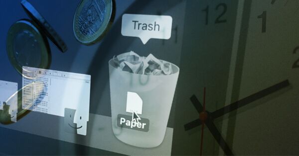 Papers piling up in the trash