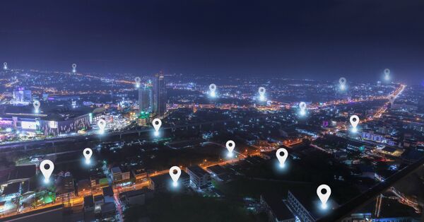 City view with location pins