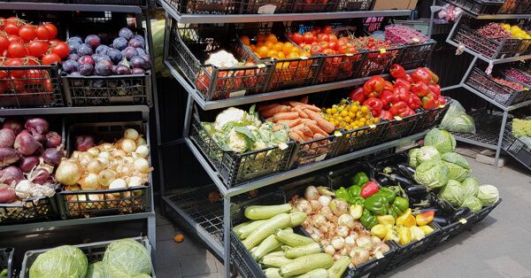 Vegetables section of a supermarket