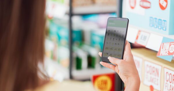 Customer browsing products using a smartphone