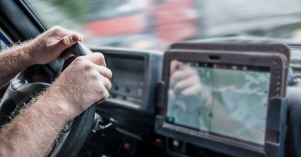 GPS system in a truck dashboard