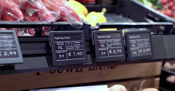 Displayed ESLs in the grocery store