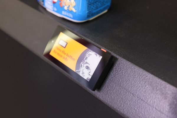 The Newton PRO in its sleek, modern design, as displayed at the SOLUM booth during EuroCIS 2024.