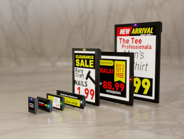 The Newton Pro Electronic Shelf Label (ESL) displays vibrant promotional content on its 7-color E-Paper Display. 