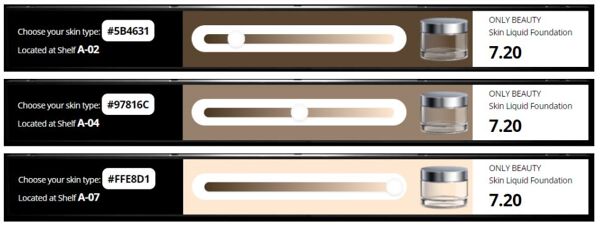 Newton Touch customers swiping scroll to their skin tone.