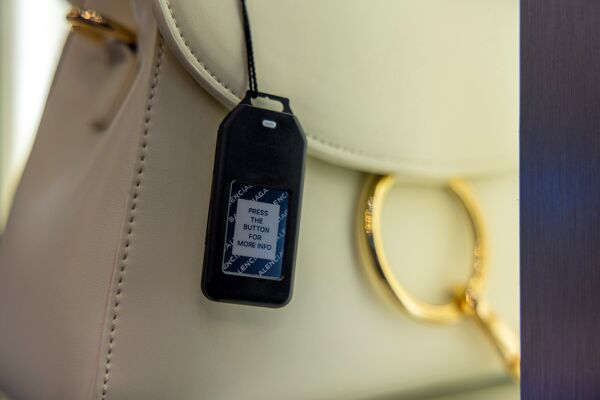 The newly launched Newton X, displayed as an electronic price tag for luxury bags.