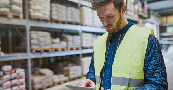 An employee working in the warehouse