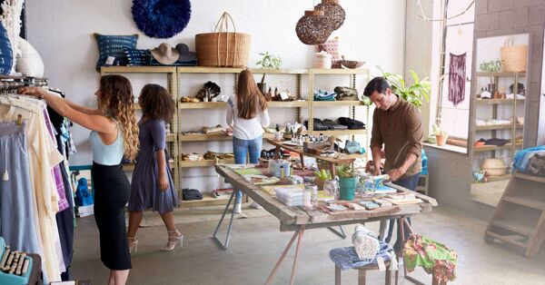 Employees preparing the store